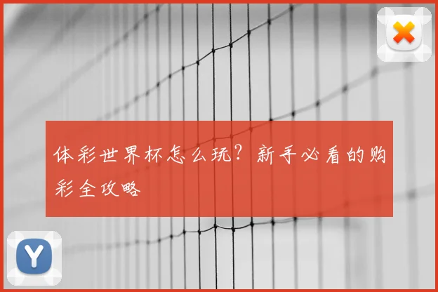 体彩世界杯怎么玩?新手必看的购彩全攻略