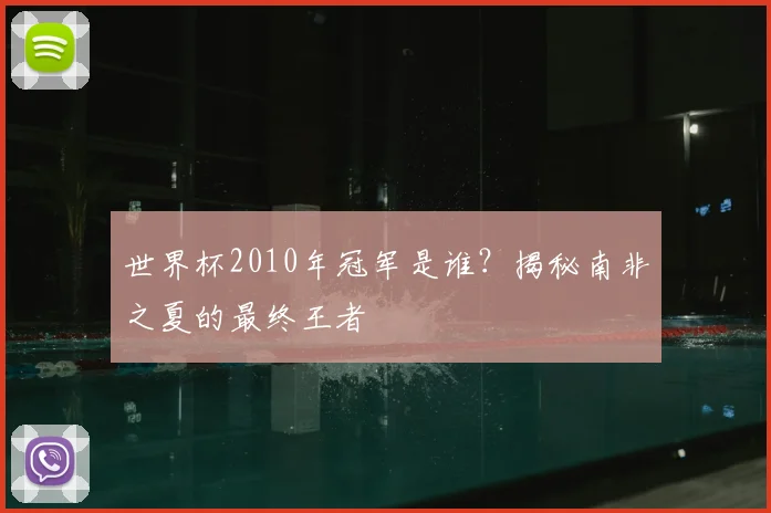 世界杯2010年冠军是谁?揭秘南非之夏的最终王者